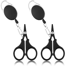 2 PCS Fishing Scissors with Retractable Buckles, Fishing Line Cutter for Braided Line, Cutter Stainless Steel with Teflon Coated Fishing, Fishing Accessories Tools for Saltwater Freshwater