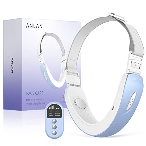 Elektrisches V-Face Shaping Massager ANLAN EMS Facelifting Gerät Rote und Blaue Phototherapie Gesichtsmassagegerät 6 Modi Face Massager V Shape Face Jawline Trainer mit Fernbedienung