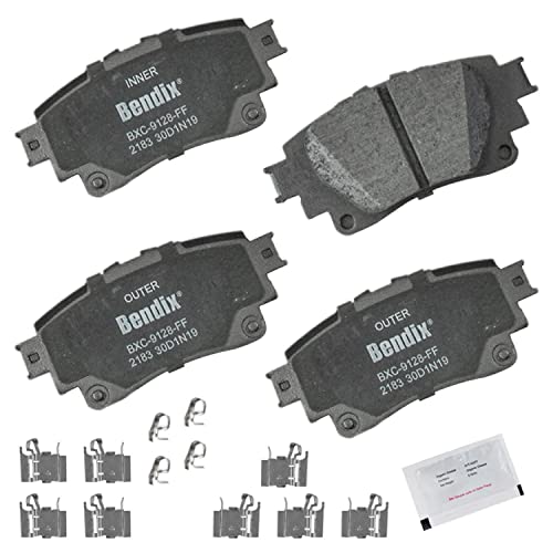 Image of Bendix Priority1 CFC2183 Ceramic Rear Brake Pads for Lexus IS300,IS350,IS500,NX250,NX350,NX350h,NX450h+,RC300,RC350,RX350,RX350h,RX450h+,RX500h,RZ450e,bZ4X,Corolla,Crown,Highlander,RAV4 Prime,Sienna