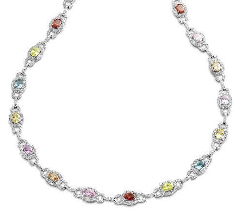 Preisvergleich Produktbild ORPHELIA Damenkette 925 / ooo Sterlingsilber 44CM FARBIG ZIRKONIA