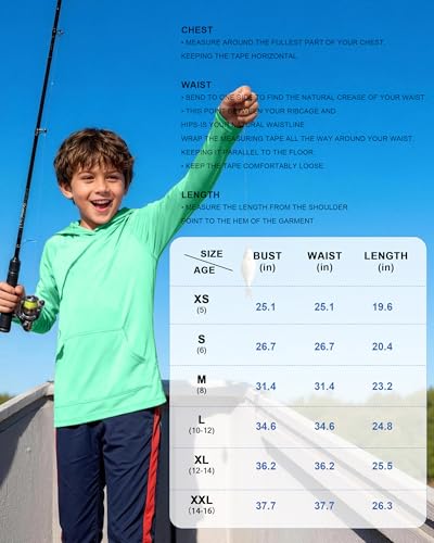 Image of Boys Rash Guard Hoodie UPF 50+ Long Sleeve Sun Protection Swim Shirt