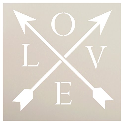 Love with Crossbar Arrows Stencil by StudioR12 | Reusable Mylar Template | Use for Painting Rustic Signs on Pallets, Wood and Pillows | DIY Home Decor - Choose Size … (9