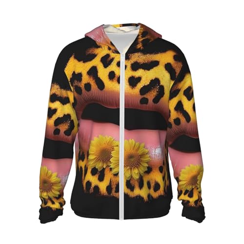 Veste à capuche UPF 50+ anti-UV zippée à motif léopard pour femme