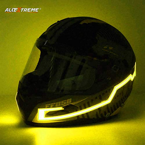 Image of Allextreme Acrylonitrile Butadiene Styrene Extps1D El Led Helmet Light Strip with 3 Modes Flashing Night Bike Motorcycle Riding Signal Sticker (Yellow), Motorcycling