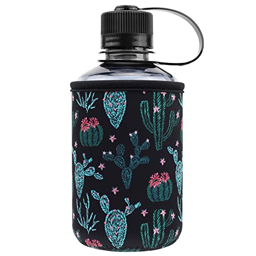 YR Reusable Neoprene Insulator Sleeve Holder for Nalgene, Water Bottle Cooler - Fits Nalgene (Cactus, 16oz Narrow Mouth)