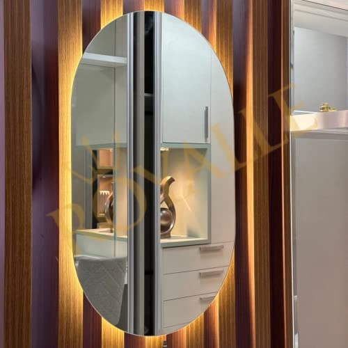 Espelho modelado decorativo oval com led 50x80 lapidado
