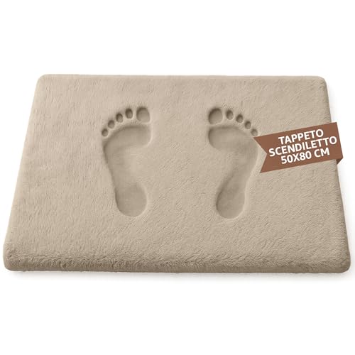 SONIT – Tappeto Scendiletto Panna 50x80 cm, Morbido per Camera da Letto e Salotto, Antiscivolo Assorbente per Interni, Tappeto Moderno e Lavabile per Uso Quotidiano