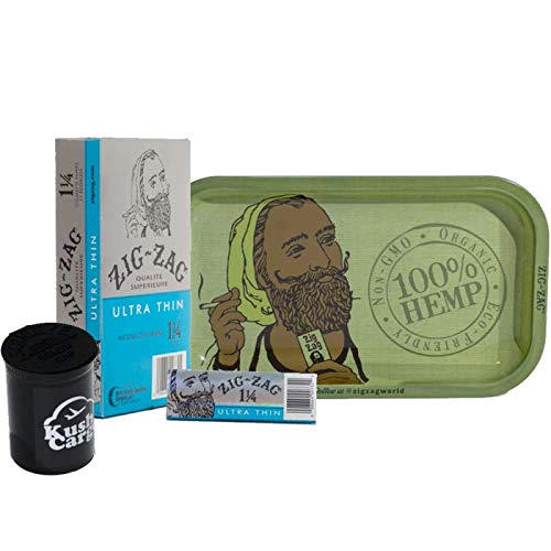Buy Zig Zag Green Rolling Tray, Zig Zag Ultra Thin 1 1/4 Rolling Papers