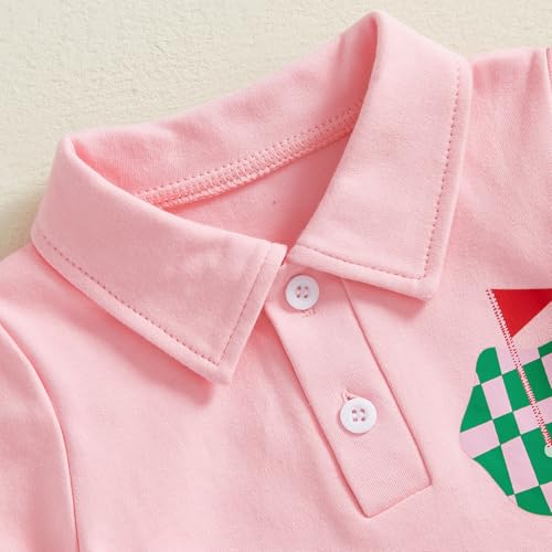 Image of Toddler Girl Golf Outfit Short Sleeve Collared T Shirt Top Elastic Waist Mini Skirt 2Pcs Summer Clothes (Plaid, 3-4T)