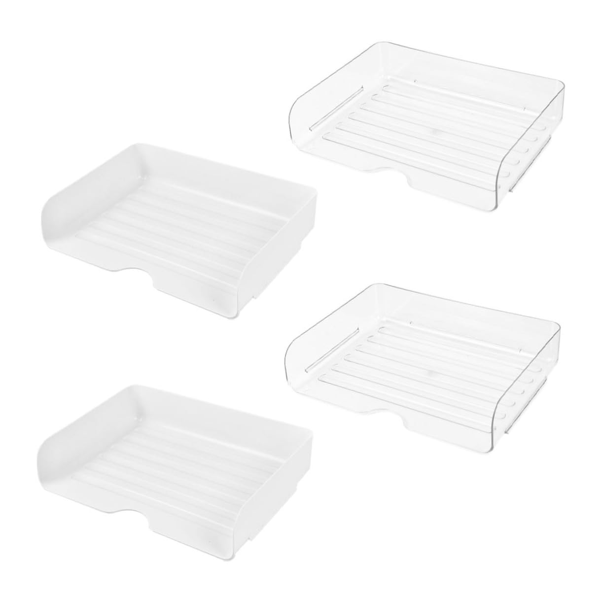 NAMOARLY 4Pcs Clear Stackable Desk Organizer for Files Mail Books Document Holder for Office Storage for Reducing Clutter Enhancing Workspace Aesthetics