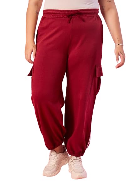 Women's Athletic Cargo Jogger Pants, Cotton Pant with Double White Side Stripes, Drawstring Waist, Side Pockets-image-14