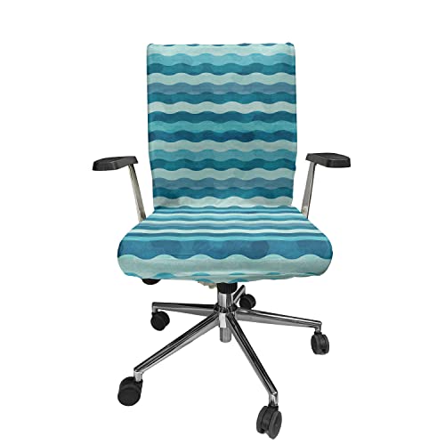 Ambesonne Abstract Office Chair Cover, Ocean Themed Wave Design Marine