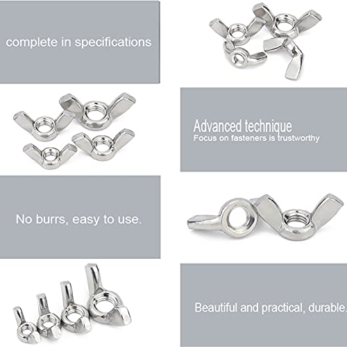 hooshing 50pcs 1434-20 wing nuts304 stainless steel wing nuts fasteners parts butterfly nut