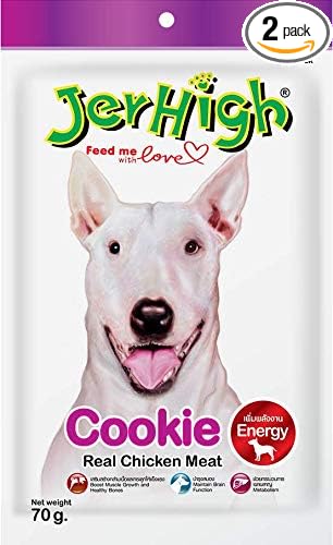 Jerhigh Chicken Dog Treats, Human Grade High Protein Chicken, Fully Digestible Healthy Snack & Training Treat, Free from by-Products & Gluten, Cookie 70gm (2X 70g) Sold by DogsNCats