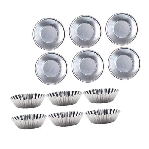 VICASKY 12PCS Mini Egg Tart Baking Molds Sturdy Pudding and Tartlet Tins with Styles for Home Kitchen Bakery Restaurant Resistant Pastry Moulds for Flan and Dessert Making