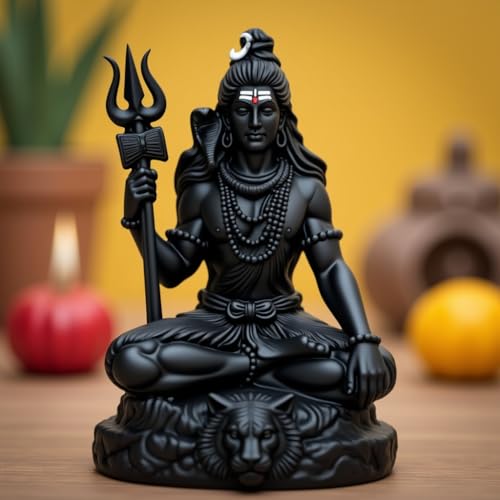Image of UNOVATE Shiva Idol for Car Dashboard | Shiva Idol | Adiyogi Statue for Car | Mahadev Idol for Car, Home Temple, Office Desk. (Black, Small)
