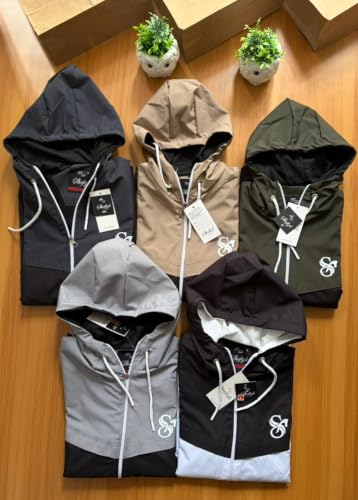 Buy SHOFIZA Men Hooded Jacket | Full Sleeve Zip Front Windcheater Jacket | Drawstring Hood | Zipper Pockets | Lightweight Outerwear | Ribbed Cuffs and Hem | Black Casual Jacket | Size M at Amazon.in - Image 3