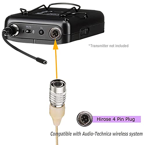 Xgwth Headset Microphone Single Ear Earset Headworn Over Ear Hanging Condenser Omnidirectional Mic Compatible With Audio-Technica Wireless System Bodypack Transmitter With 1.2M Cable Hirose 4 Pin Plug #TOP4