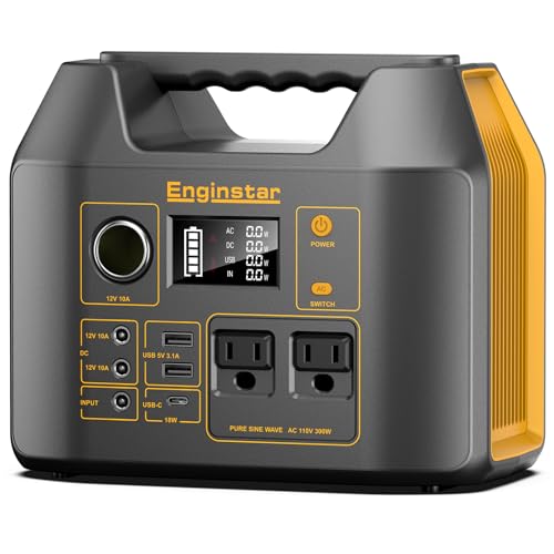 Enginstar Solar Generator, 296Wh Portable Power Station, 110V Pure Sine Wave, 80000mAh Backup...