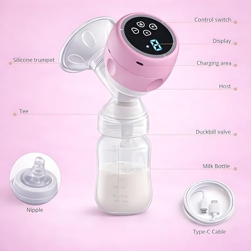 Image of MCP Modern Automatic Breast Pump - Portable Electric Milk Pump for Breastfeeding Moms | Quiet Suction, Comfortable Postpartum Nursing Solution