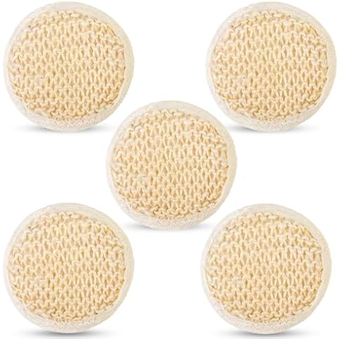 Soft Weave Facial Exfoliation Discs with Secure Finger Band - Sisal Cleanser Sponge Pads for Gentle Cleansing, 5-Pack Cover