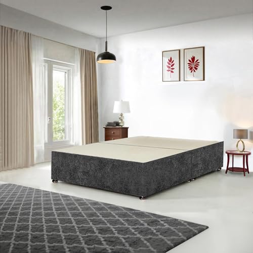 4ft6 double Divan bed base Charcoal Chenille Fabric with Storage Drawers on Same Side. (4FT6 Double Charcoal Chenille-2 Drawers) 4 4ft6 double Divan bed base Charcoal Chenille Fabric with Storage Drawers on Same Side. (4FT6 Double Charcoal Chenille-2 Drawers) - Image 4