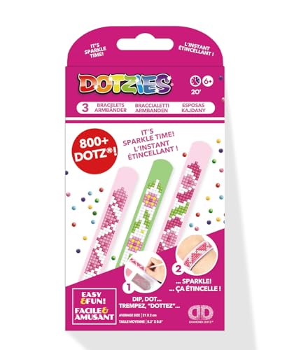 DIAMOND DOTZ DOTZIES 2592748 Original 5D Diamond Painting Armbänder Set, Pink, DIY Freundschaftsbänder mit Glitzersteinen, Diamanten-Bastelset für Kinder ab 6 Jahren