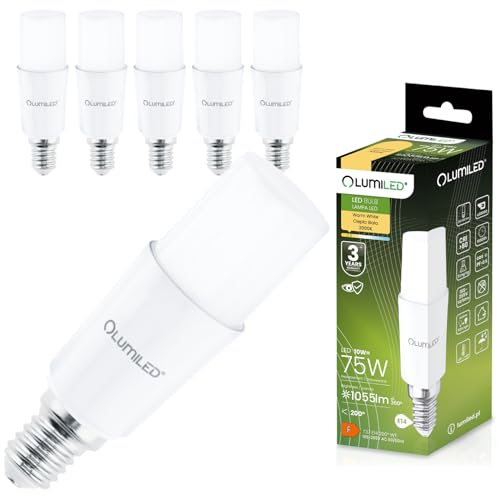 Lumiled 6x E14 LED Lampen Stabform 10W (75W) LED Stick Birnen Glühbirne 1055lm Warmweiß 3000K Maiskolben Leuchtmittel Energiesparlampe Blendfreie Beleuchtung für Leselampe T45 Stablampe