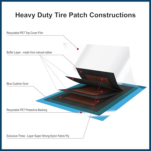 Image of PAX Upgraded Radial Tire Repair Patches 100x75mm (10 Pack), 3-Layer Super Strong Nylon Fabric Heavy-Duty Puncture Fix for Truck & Car (Rubber Cement Required)