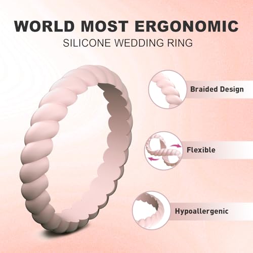 Image of Egnaro Women's Silicone Anniversary Rings, 2.5mm Wide 1.8mm Thick Stackable Rubber Wedding Band, Thin Stylish Comfort Fit Silicone Ring for Nurse, Workout, Work, Pregnancy, Travel, Daily Gift
