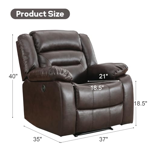 Sillón estándar reclinable marrón con cuero sintético miniatura 2