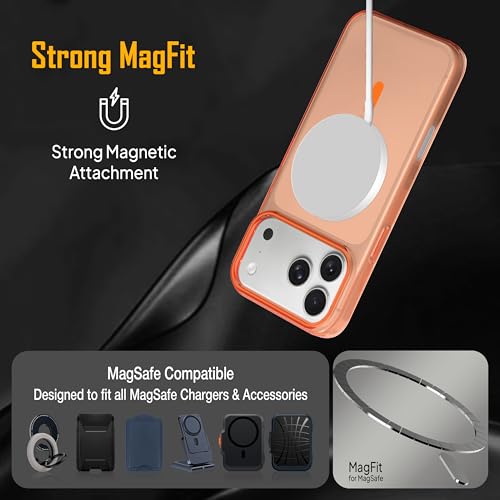 Image of Zapcase Back Case for iPhone 17 Pro | Slim Lifetime Anti-Yellow Crystal-Clear Cover with Elevated Camera Protection & MagSafe Compatibility | Premium German Polycarbonate | Shockproof | Orange