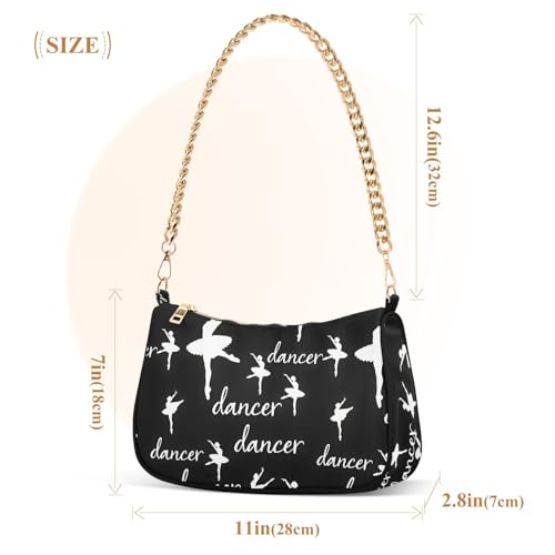 Clutch Shoulder Bags Tote Evening Purse Handbags for Women Ballet Dancer Black Hobo Bags with Zipper Closure3