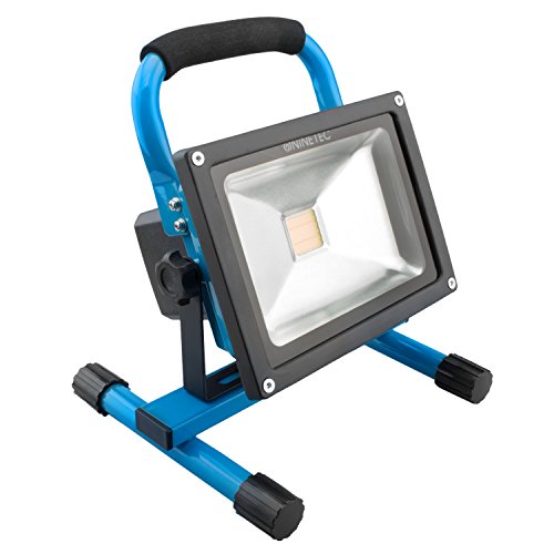 Preisvergleich Produktbild NINETEC 20W LED Flutlicht Fluter Lampe Außen Strahler kabellos Baustrahler tragbar Aluminiumgehäuse Blau