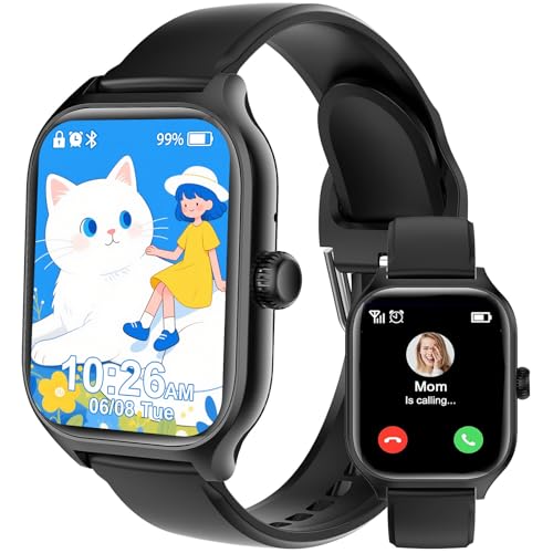 clleylise Smartwatch Kinder mit Bluetooth Telefon/Fitness/SOS/Tracker/Schlafmonitor/Spiele/Musik/Wecker, Kinderuhr für Jungen Mädchen Geschenke (Schwarz)
