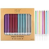 BEAN LIEVE 40-Count Color Birthday Candles - Long Thin Metallic Candles, Cake Candles, Birthday Part