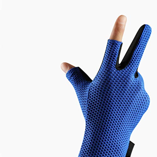 CLISPEED 1 par Luvas de Pesca Antiderrapante Luvas Sem Dedos Duplas Protetor de Dedo para Pesca (Azu