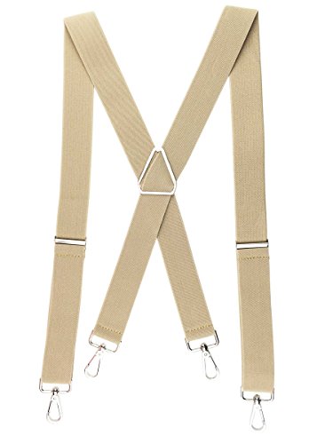 Romanlin Mens Suspenders with Hooks on Belt Loops Heavy Duty Big and Tall Braces Tan