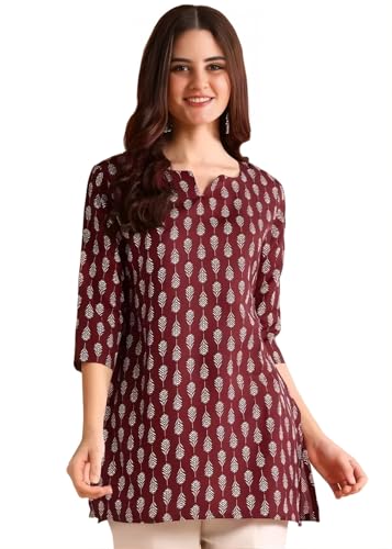 Image of Women's Short Kurti in TopsTunic Rayon Cotton Blend | Ladies Ethnic Tunic