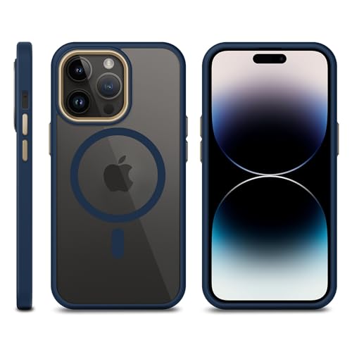 Image of iFAST Luxary Back Cover Case Compatible with iPhone 14 Pro Max | Magnetic Case Compatible with Magsafe Imported Soft Shokproof TPU and Hard Polycarbonate (PC) (Blue)
