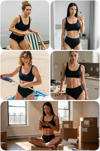 Image of Sporty Bikini Set Two Piece High Waisted Swimsuit Athletic Bathing Suit | Sporty,High Waisted Bottom,U-back,Removable Cups,Athletic,Quick Dry