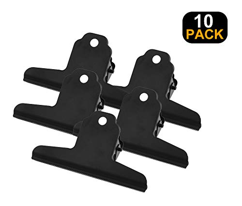 4 Inch Large Bulldog Clip, 10 Pack Stainless Steel File Money Binder Clips, Clamps, Metal Food Bag Paper Clips for Home Office School Supplies (Black)
