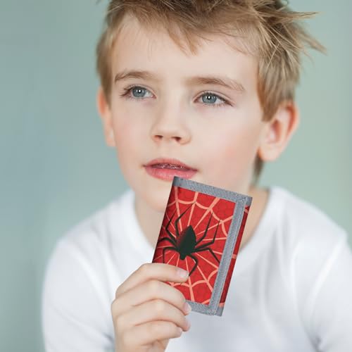 Image of AI-DEE RFID Trifold Canvas Outdoor Sports Wallet for Kids - Front Pocket Wallet with Magic Sticker