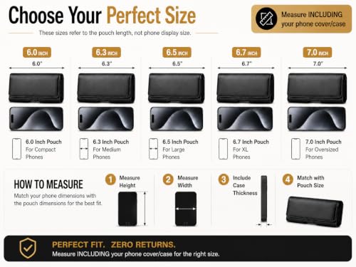 Image of TDG PU Leather Belt Pouch Holster for Apple iPhone Smartphones & Mobiles (Display 5.5 to 6.7 Inches) - Compatible with 6.7 inch Models (Black)