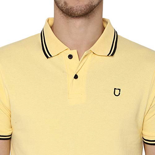 Image of Urbano Fashion Men's Solid Slim Fit Half Sleeve Cotton Polo T-Shirt