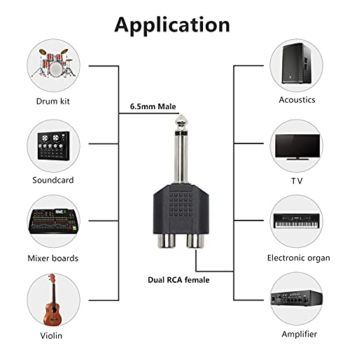 Adaptador 6.35 mm macho a RCA hembra 5 unidades miniatura 4