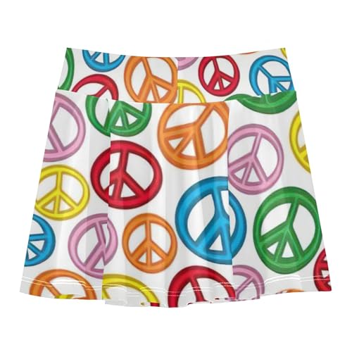 Joisal Girls Skorts Athletic Shorts Colorful Peace Sign Tennis Skirts Kids Neon School Skirt 3-4t2