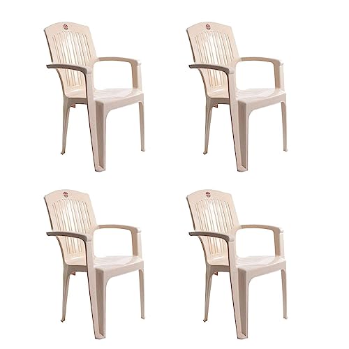 Image of CELLO Comrade Set of 6 Chairs (Beige) | Strong and Durable | Easy to Clean | Chair for Living Room, Bed Room, Kitchen, Office Room, Outdoor | 3 Years Warranty