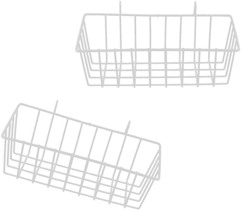 MERISHOPP® 2Pcs White Metal Gird Hanging Basket Iron Wall Decor Storage Basket |Home & Garden | Furniture | Bookcases|2 X Iron Hanging Basket