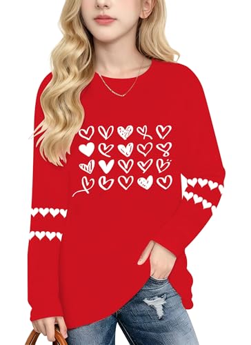 Image of Valentines Shirts for Girls Toddler Cute Love Heart Long Sleeve Casual Tee Tops